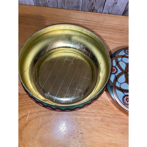 Decorative Meister Round Candy Tin Mandala Floral Pattern Gold Accents Brazil - Picture 8 of 8